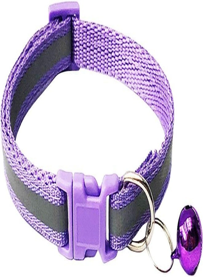 GOLD MAX Footprint & Reflective Cat Collar with Bell Basic Dog Cat Collar Buckle Adjustable Polyester Cat Dog Collar or Seatbelts (Small, Light Purple) - Image 2